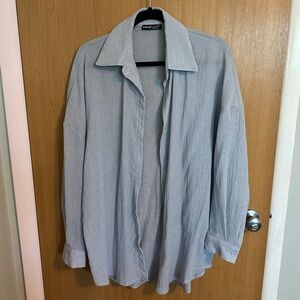 SHEIN blue Gauzey Type Button Down Shirt Cover Up